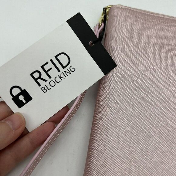 Apadi RFID pink metallic zip around wallet NWT - Picture 2 of 4